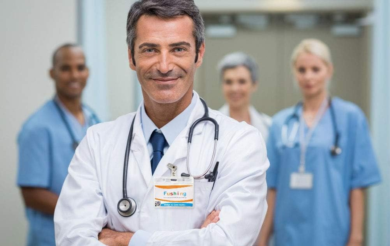 Fushing 150Pcs Metal Badge Clips with Clear PVC Straps for ID Cards and Badge Holders image number 3