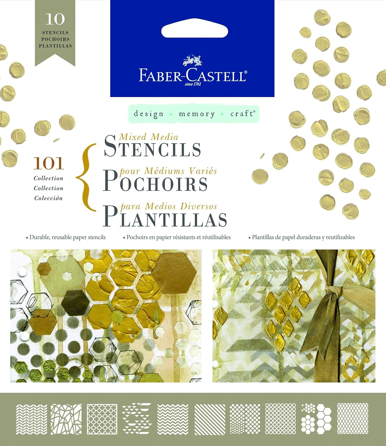 Faber-Castell Mixed Media Paper Stencils - 101 Collection - 10 Reusable Graphic Stencils image number 4