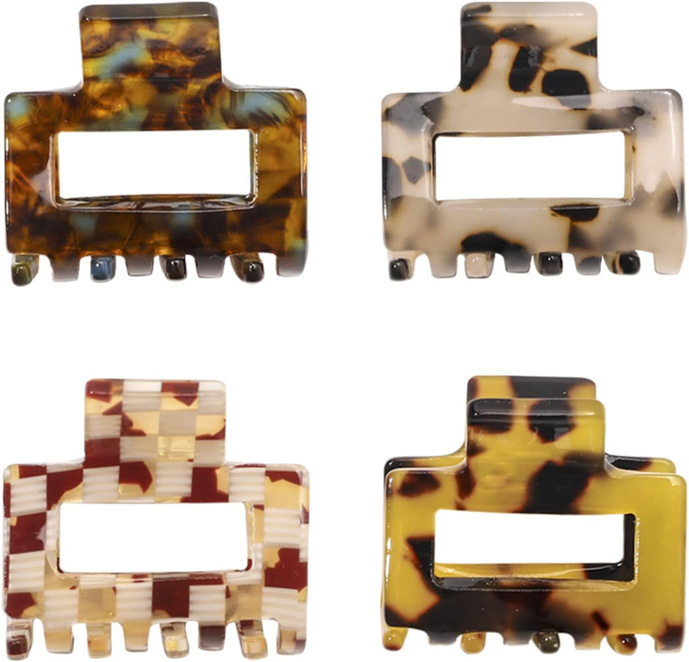 4 Pieces Acetate Hair Claw Clips Non-Slip Clips Small Claw Hair Clips for Women and Girls Tiny Hair Claws for Thin Medium Thick Hair