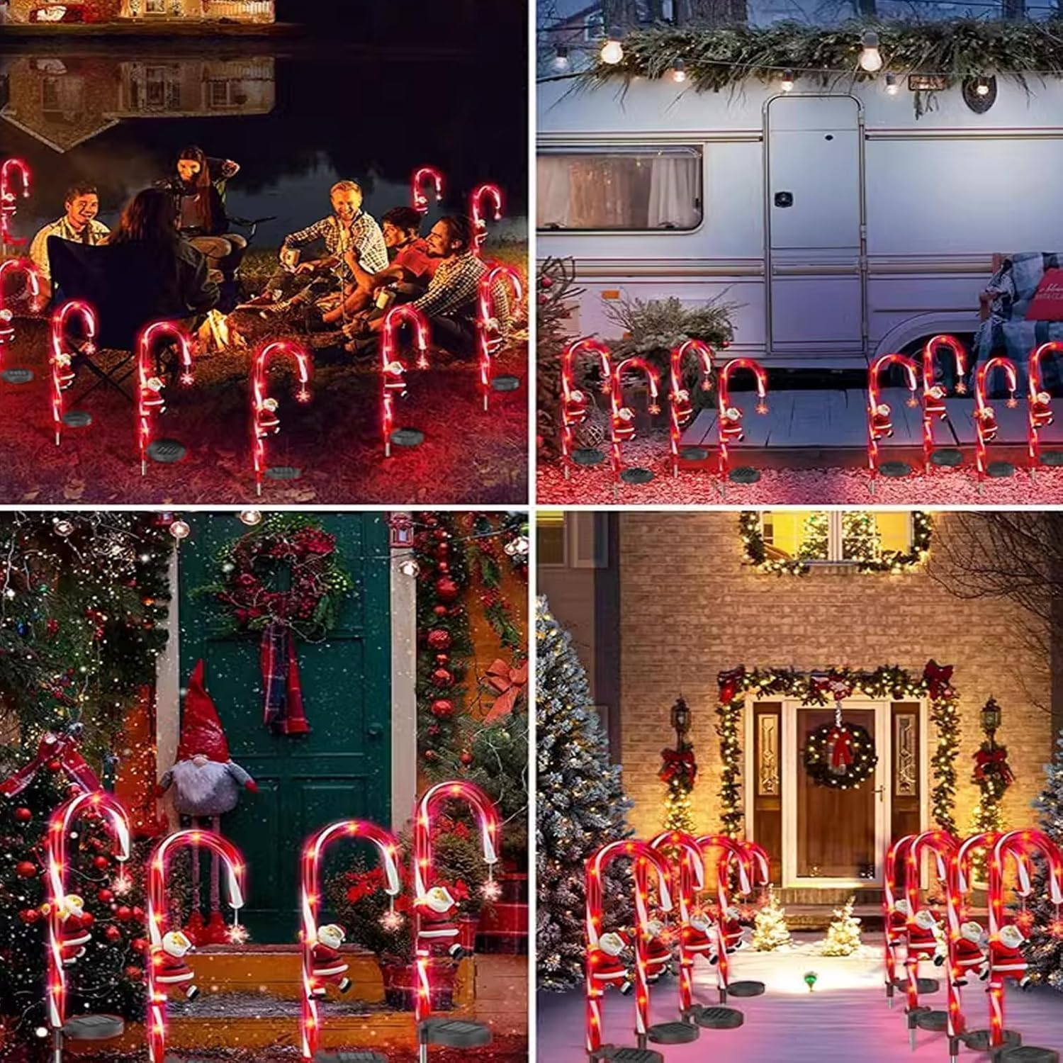 Syfunlv Pack of 2 Solar Santa Lights for Garden, LED Candy Canes, Christmas Sticks, Waterproof Lawn Lamp, Christmas Garden Decoration, Fairy Lights, for Outdoor, Garden, Yard, Balcony, Path (Style 1) image number 2