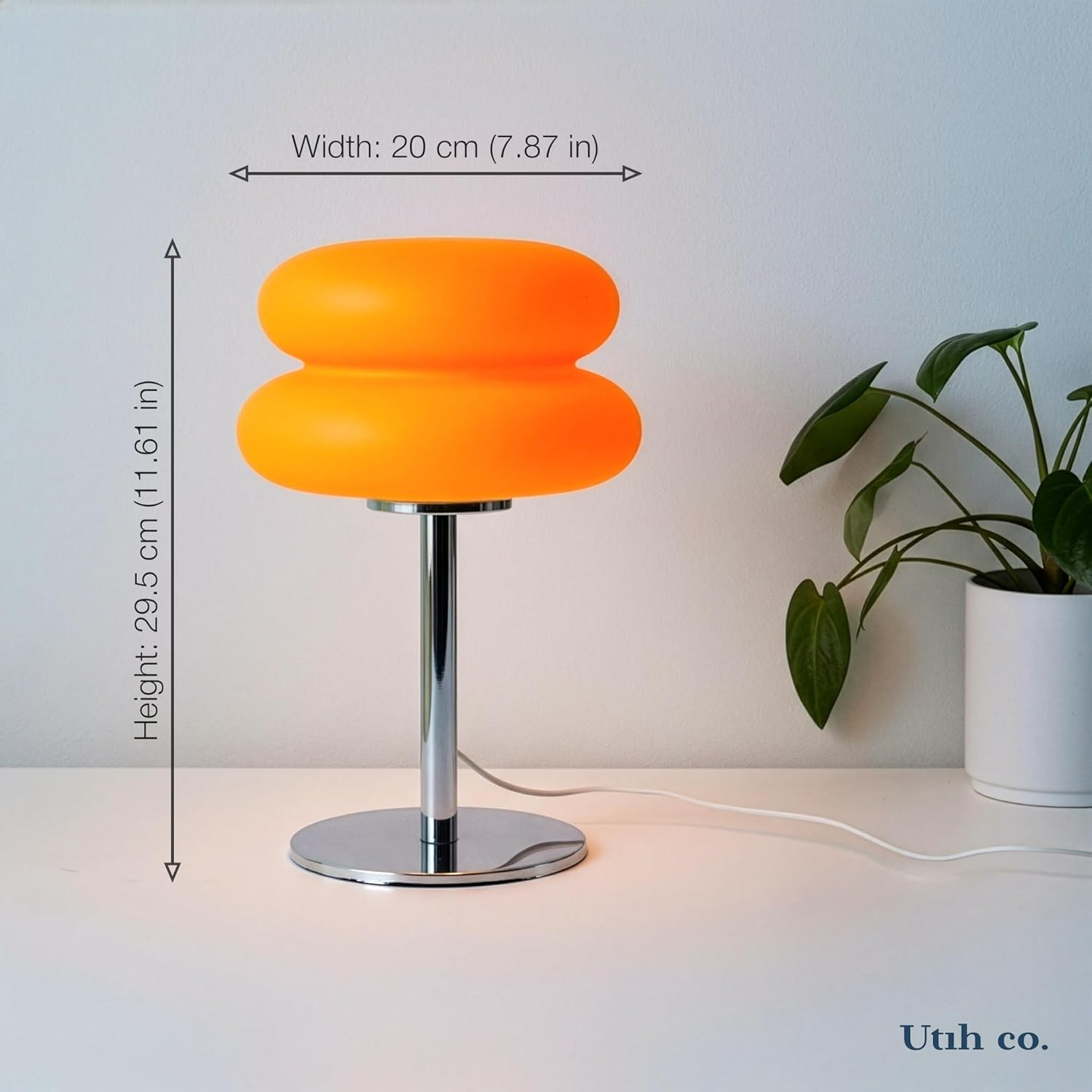 Orange Mushroom Table Lamp - 3 Color Modes & Dimming - Mid Century Modern 70S Retro Decor - Shatterproof PC Shade & Metal Base - Aesthetic Space Age Bedside Light for Bedroom Living Room image number 4