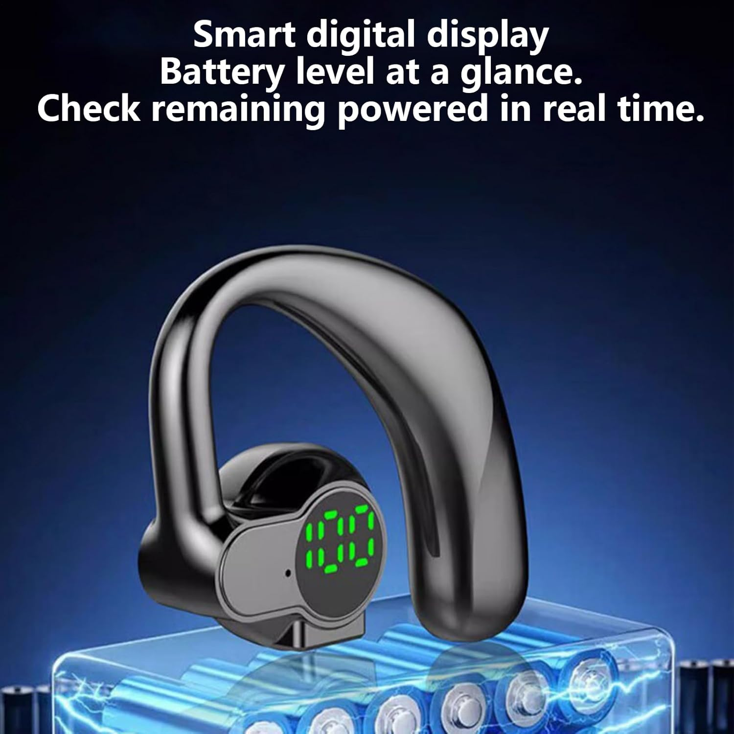 Around the Ear Wireless Earbuds | Workout Earbuds | Earphones with Digital Display for Sports Swimming Running Phone Calls Music Study Workout