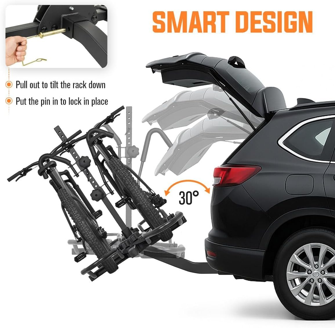 AUSWAY 2 Ebike Rack Bicycle Carrier Hitch Rear Mount Platform Mountain Bike Storage Holder Foldable Stand for Vehicle Car SUV Max Lord 73KG image number 1