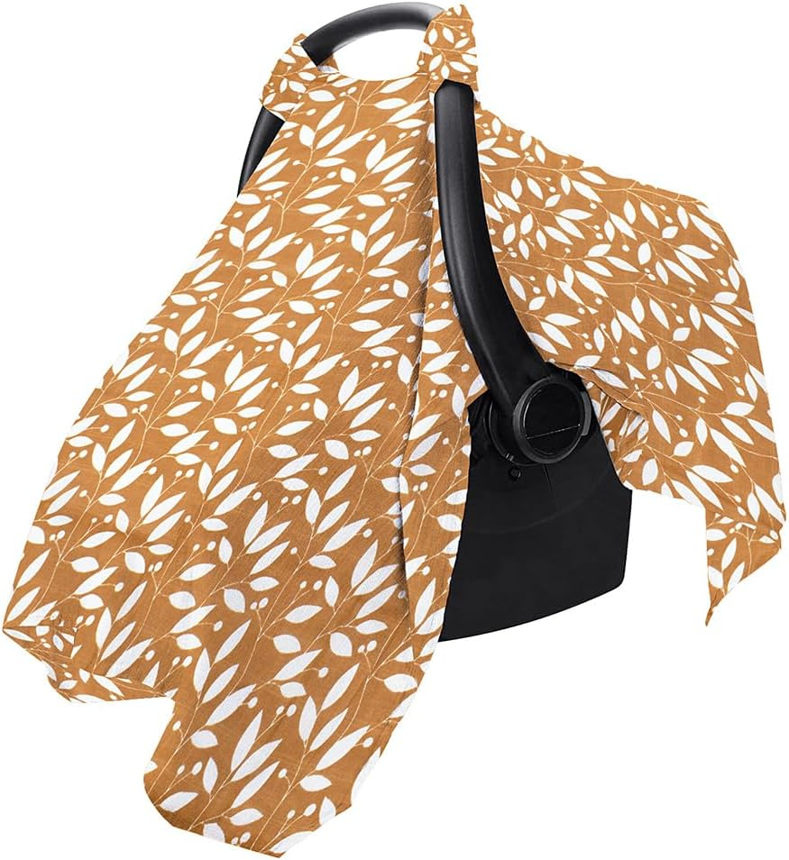 AIMALL 2-Pack Baby Muslin Cotton Push Car Seat Cover, Breathable Windproof Dustproof Infant Carriage Cover with Cartoon Prints, 44.9In X 35.4In, Universal Fit for Baby Carriers image number 2