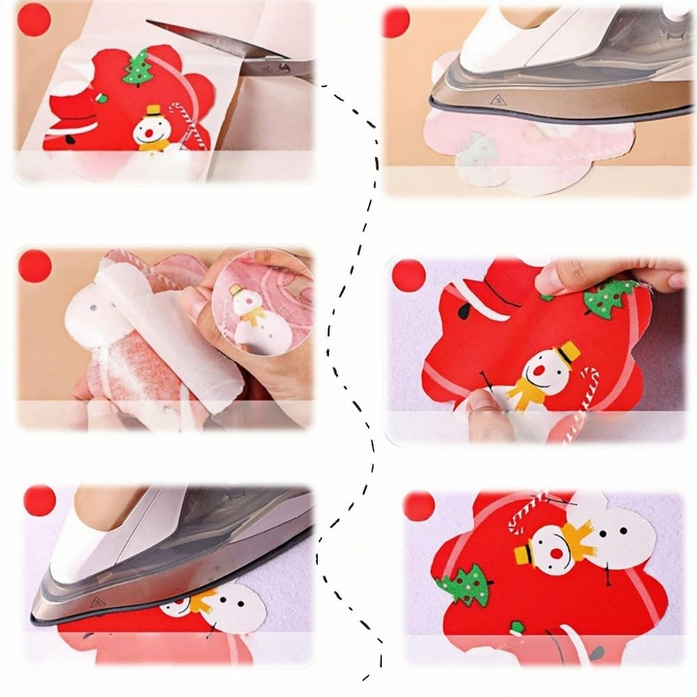 Iron on Adhesive Sheets 20PCS, Heavy Weight Double-Sided Heat Melt Fabric Glue Sheet, Fusible Adhesive Sheets, Press-On Patch Iron on Tape, Fusible Interfacing for Sewing, Heat and Bond image number 1