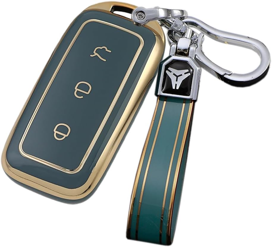 Ontto TPU Car Key Fob Cover Fit for Geely EX5 Galaxy L6 L7 E8 E5 Proton E.Mas 7 2026 2025 2024 Key Holder Smart Case Shell Keyring Keychain Auto Styling Protection Accessories Gold Grey 1