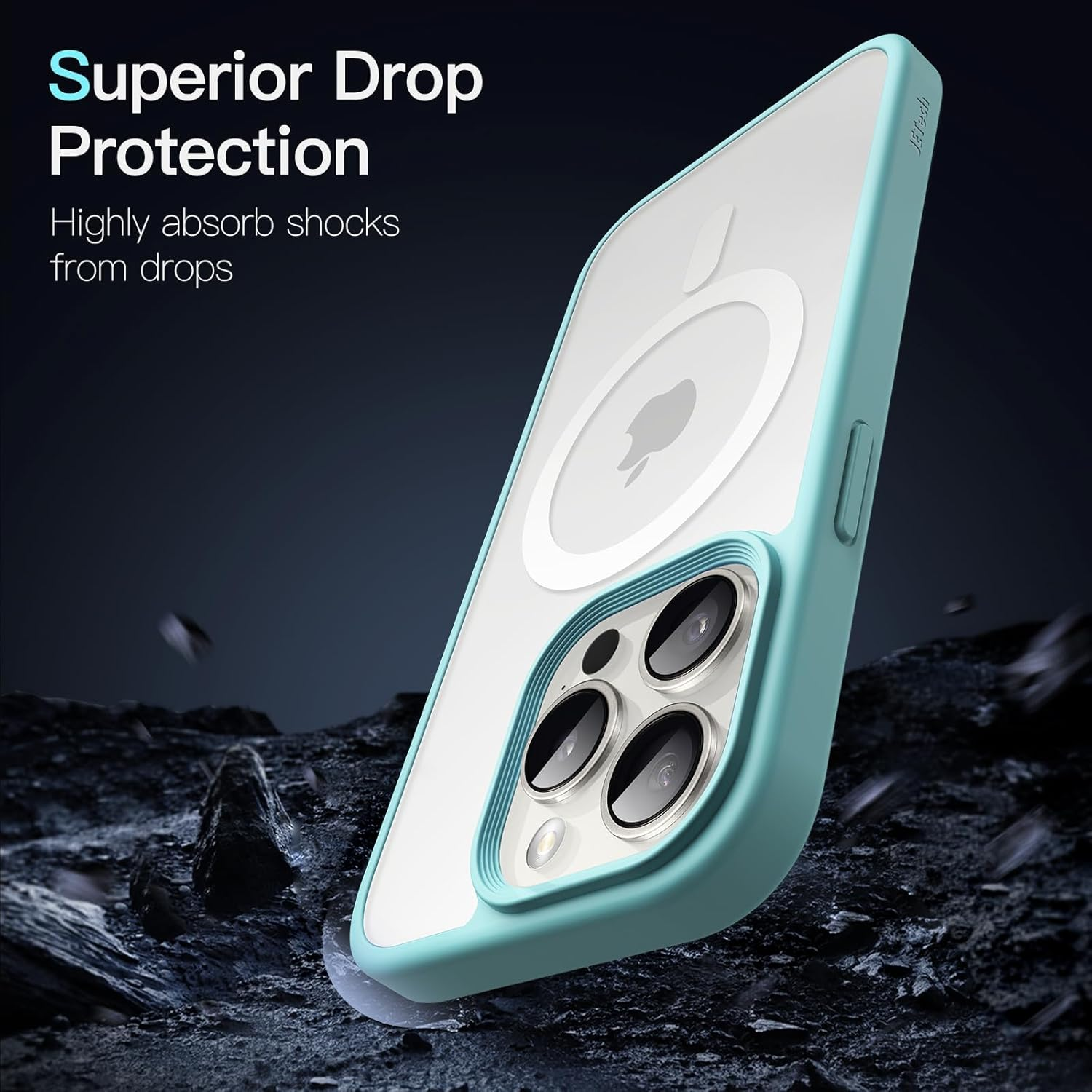 Jetech Magnetic Case for Iphone 15 Pro 6.1-Inch Compatible with Magsafe, Translucent Matte Back Slim Shockproof Phone Cover (Bright Blue) - Black image number 3