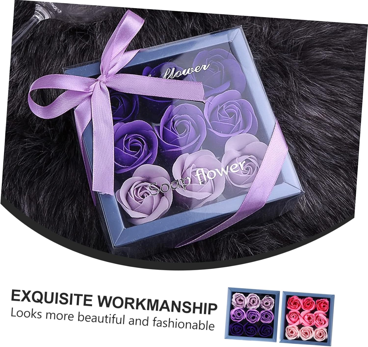 OKUMEYR Gradient Rose Box Flower Bouquet Handmade Rose Soap Bouquet Decorative Present image number 1