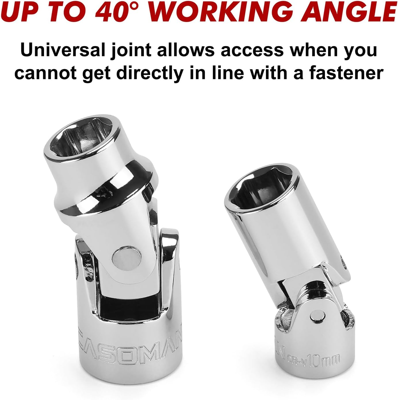 CASOMAN 10-Piece Impact Socket & Flex Socket Set - 10Mm, 1/4" & 3/8" & 1/2" Drive, 6-Point, Magnetic Impact Sockets, with Storage Rail image number 5