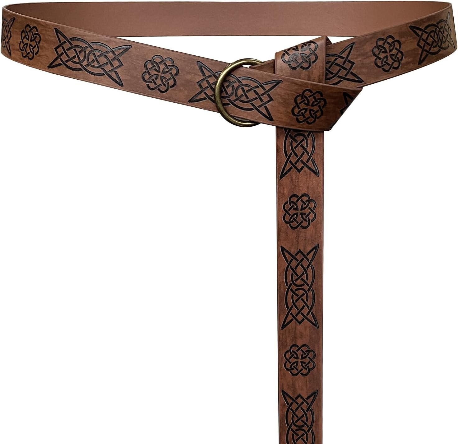 Medieval Viking Belt for Men Renaissance Knight Belt Embossed PU Leather O Ring Belt Viking Costume LARP Accessories