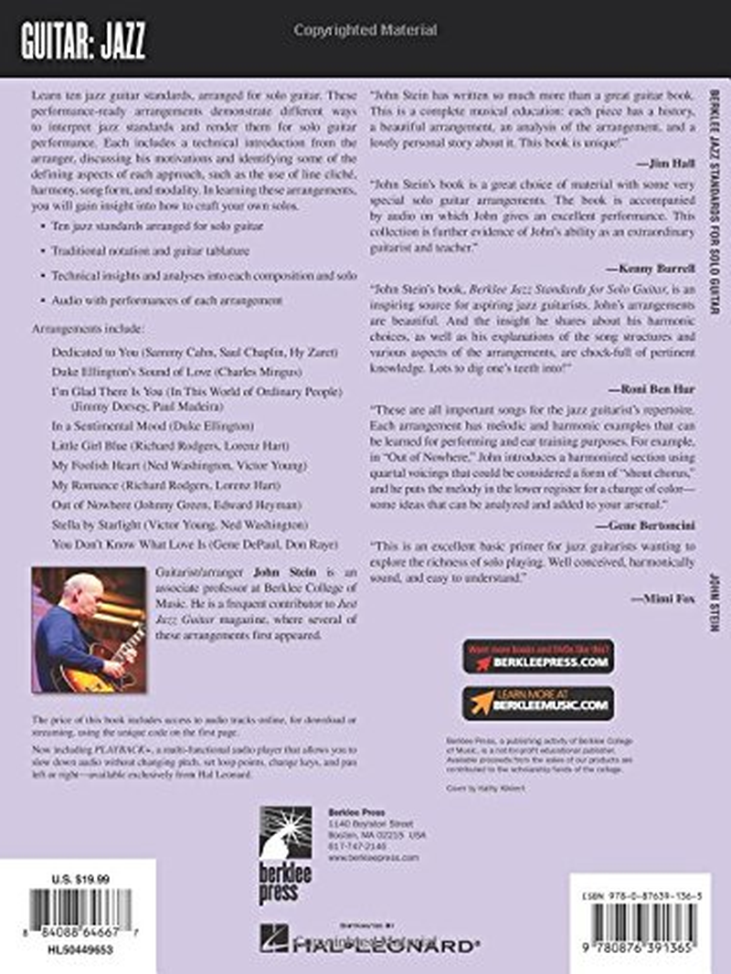 Berklee Jazz Standards for Solo Guitar