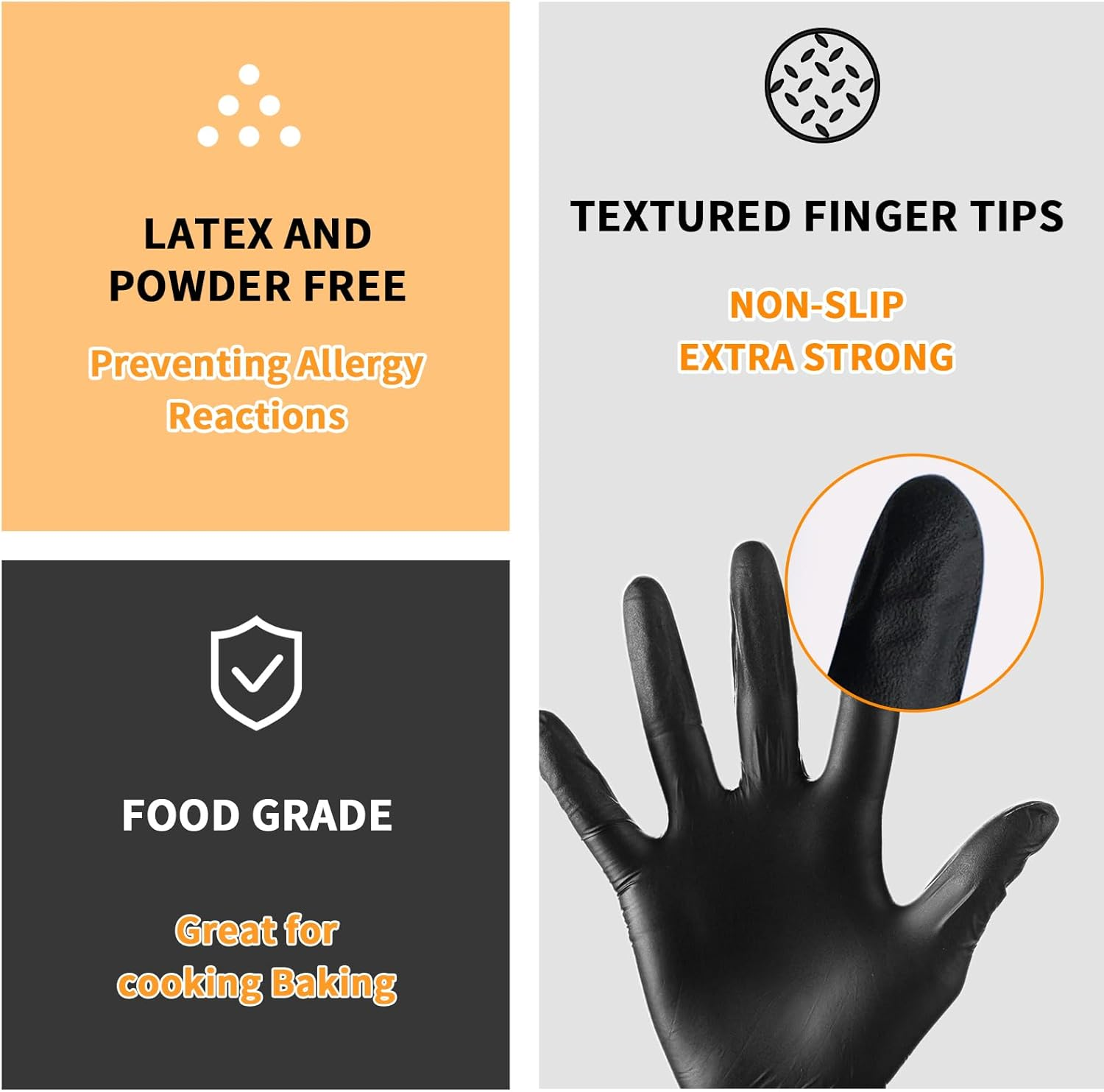 Nitrile Gloves, 100 Pcs Black Gloves 6 Mil Thickened, Disposable Black Nitrile Gloves, Cooking Cleaning Dishwashing Gloves for Household, Kitchen (Large) image number 5