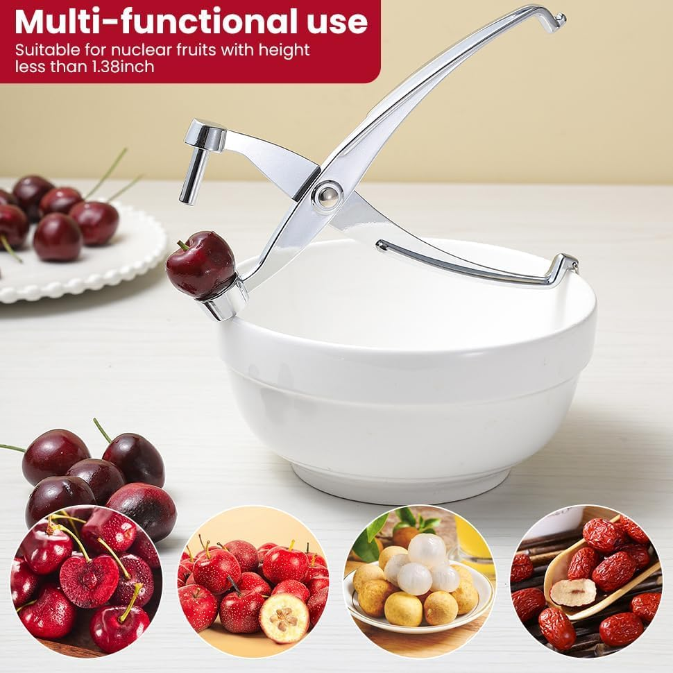 Cherry Pitter Cherry Picker Easy to Use,Heavy Duty Cherry Tool All Metal Construction, Easy to Clean, for Pitting Cherries, Olives, Kitchen Tool image number 2