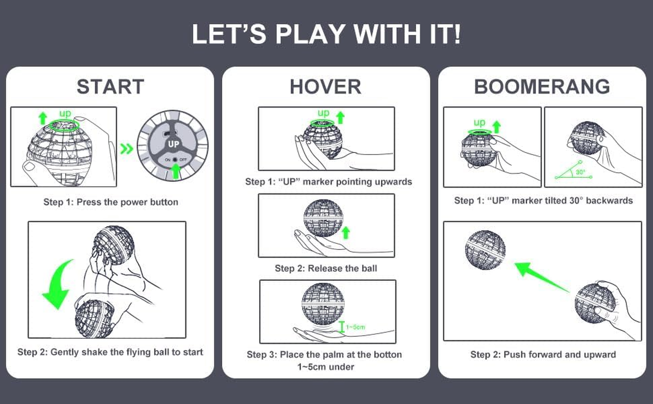 HONBQYCC Flying Ball Toy, 2023 Hover Ball Soaring Nebula, Hand Controlled Boomerang, RGB Light Magic Space UFO, Mini Drone for Kids 6+, Includes Cable, Manual - Red image number 6