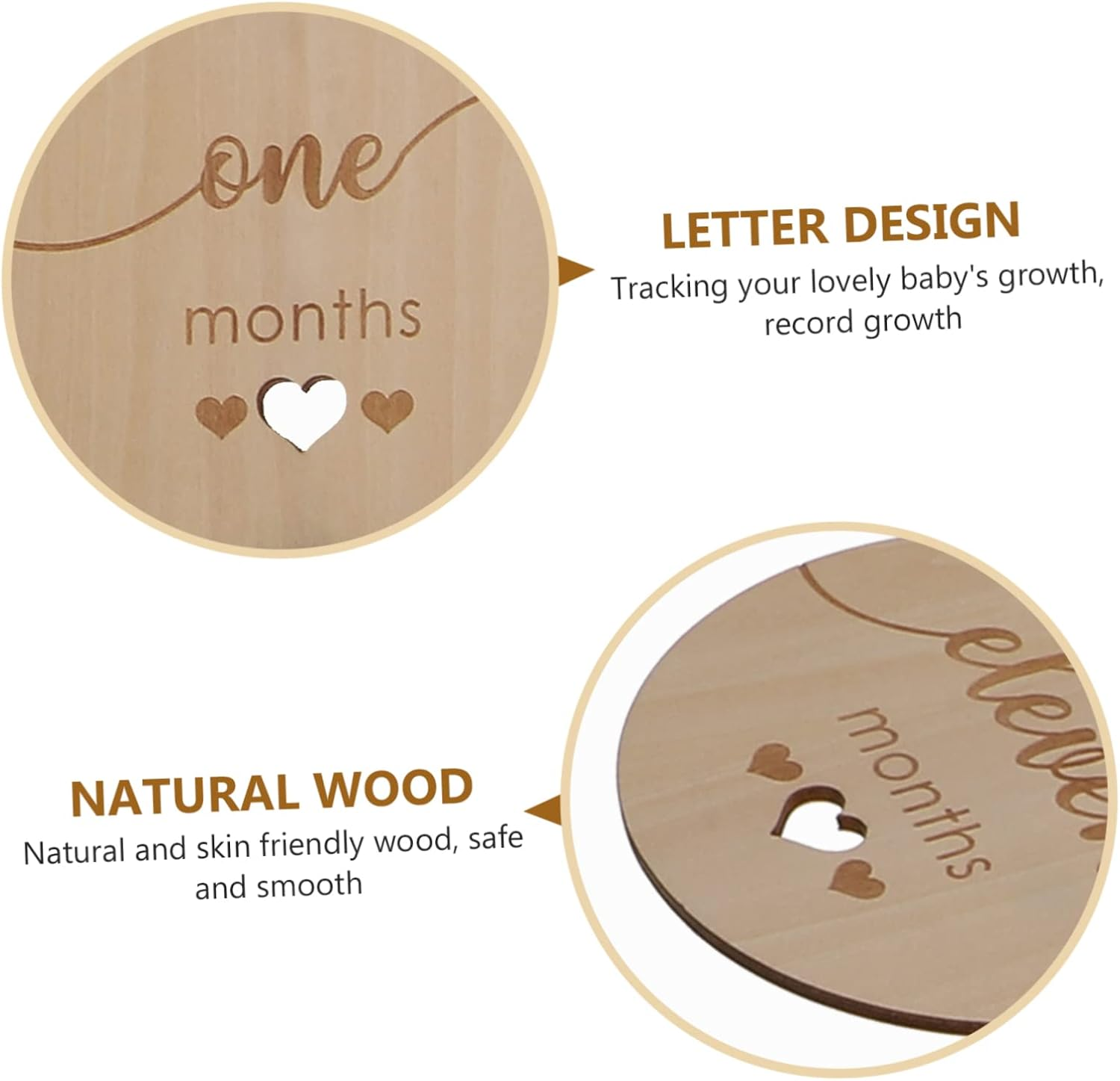 1Set Growth Cards Natural Cardstock Monthly Commemorative Photo Props for Memory Capture and Shower Announcements image number 1