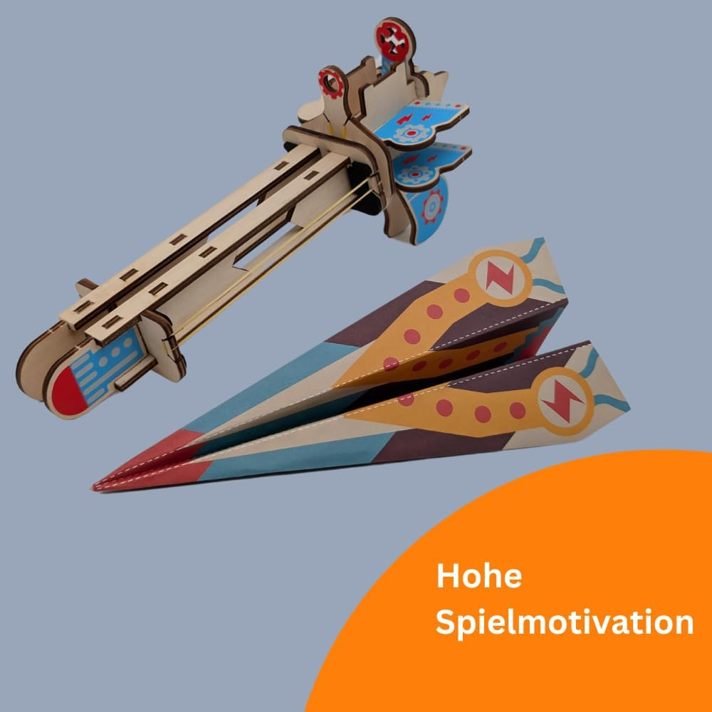 Paper Aeroplane Catapult, Wooden Construction Kit, Paper Aeroplane Educational Toy, Wooden Puzzle, for Children from 6 Years image number 4