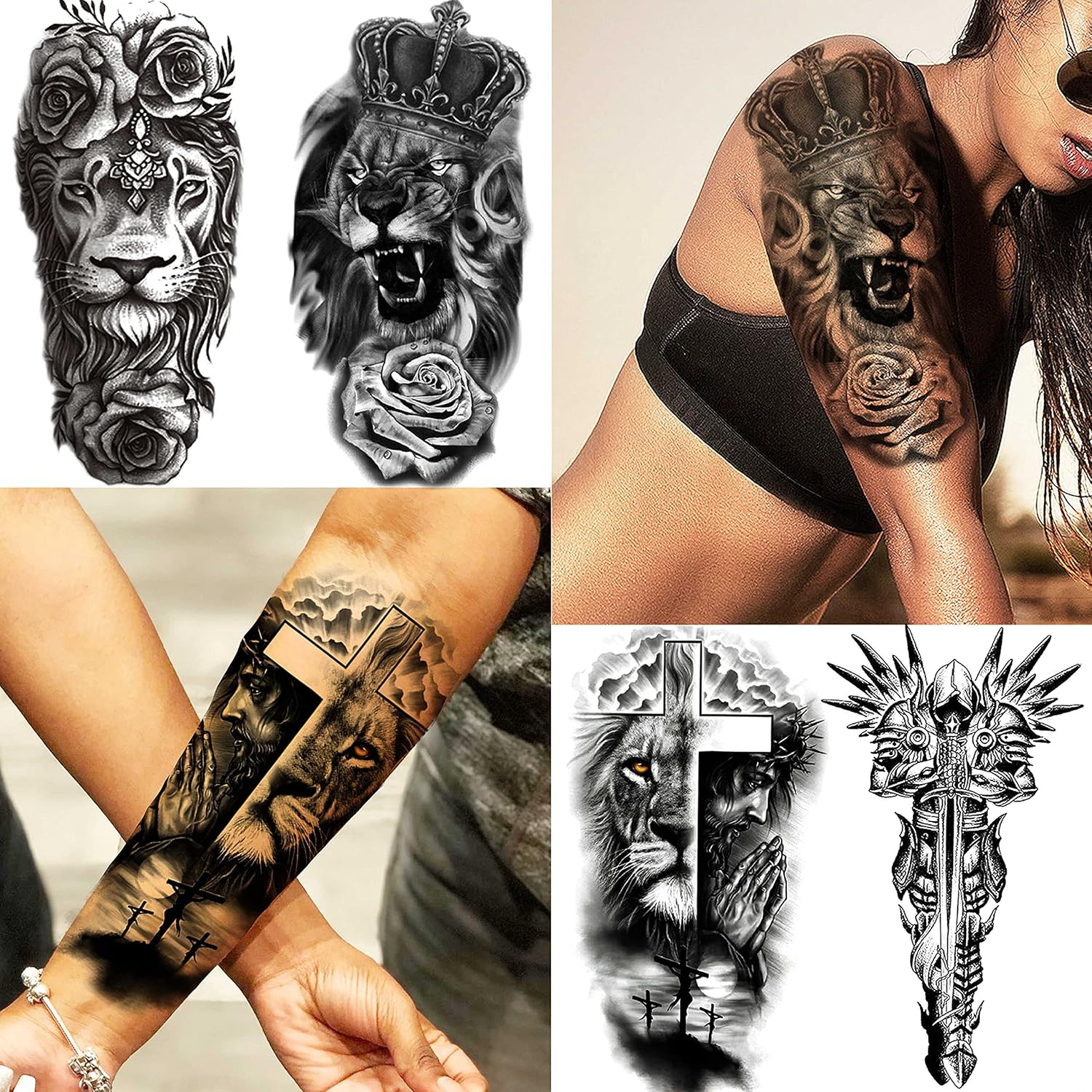 COKTAK 21 Sheets Extra Large Black Temporary Tattoos for Women Adults Greek Myth with 8 Sheets Full Arm Temporary Tattoo Sleeve for Men Maori Warrior Compass and 13 Sheets Fake Large 3D Tatoo Stickers image number 5