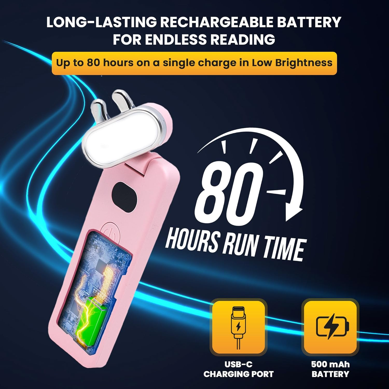 Nixyun LED Book Light, USB Rechargeable Clip on Reading Lights for Books in Bed at Night, Portable Lamp, 3 Colour Mode, Stepless Dimming, Flicker Free, Long Lasting, Lightweight Cool Lamp for Readers image number 2