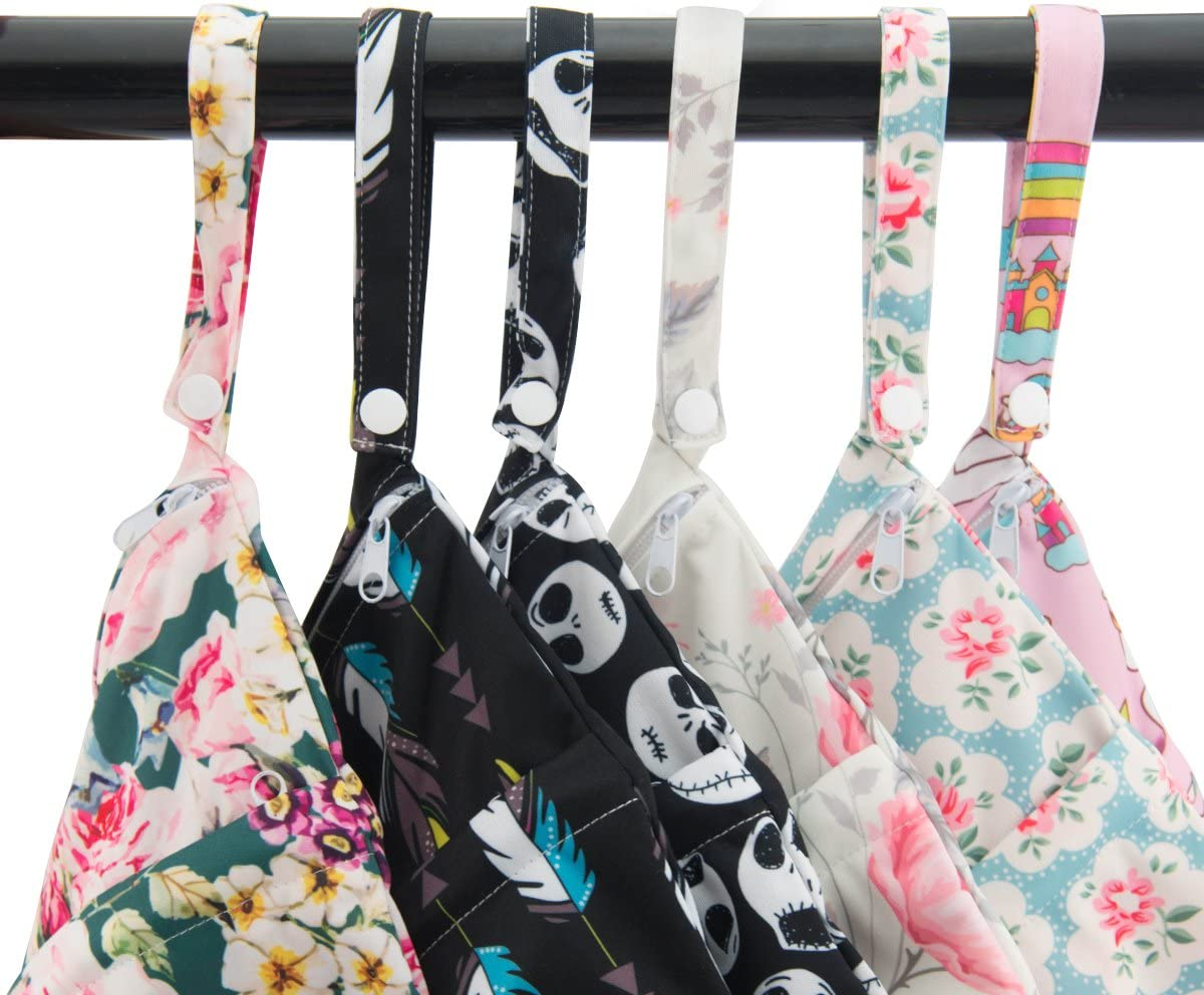 ALVABABY 2Pcs Cloth Diaper Wet Dry Bags Waterproof Reusable with Two Zippered Pockets Travel Beach Pool Daycare Soiled Baby Items Yoga Gym Bag for Swimsuits or Wet Clothes L0821-AU