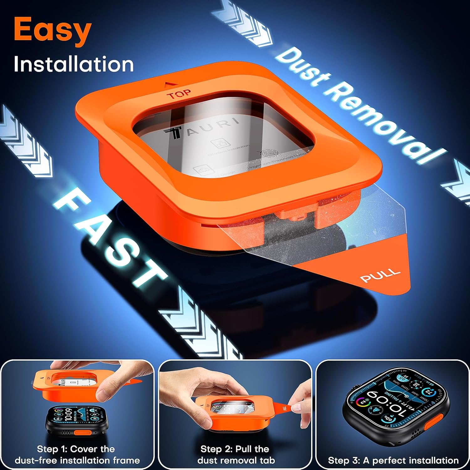 TAURI 2 Pack Screen Protector for Apple Watch Ultra 2/1 49Mm, with Auto-Installation, Tempered Glass, Scratch-Resistant,[Military Grade Protection] Film image number 1