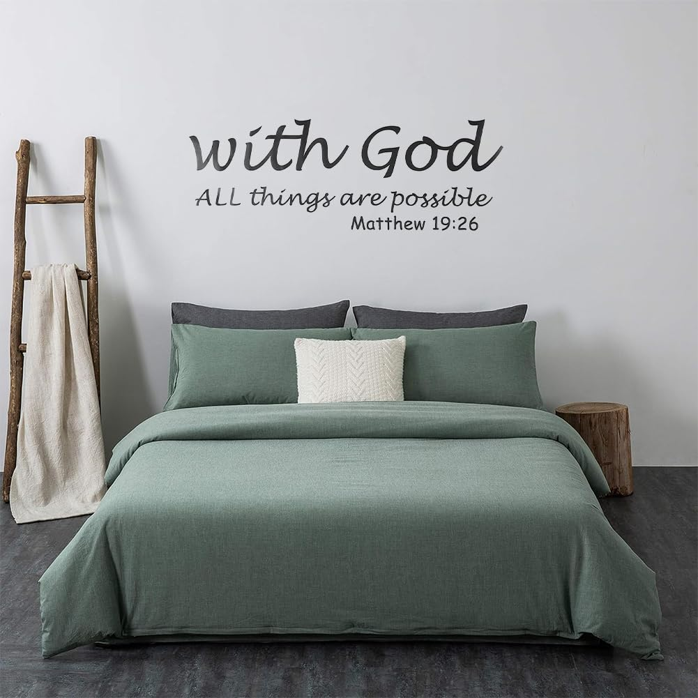 God All Things Are Possible Wall Decal, Christian Wall Decal Religious Bible Verse Proverbs Sticker for Bedroom Living Room Kids