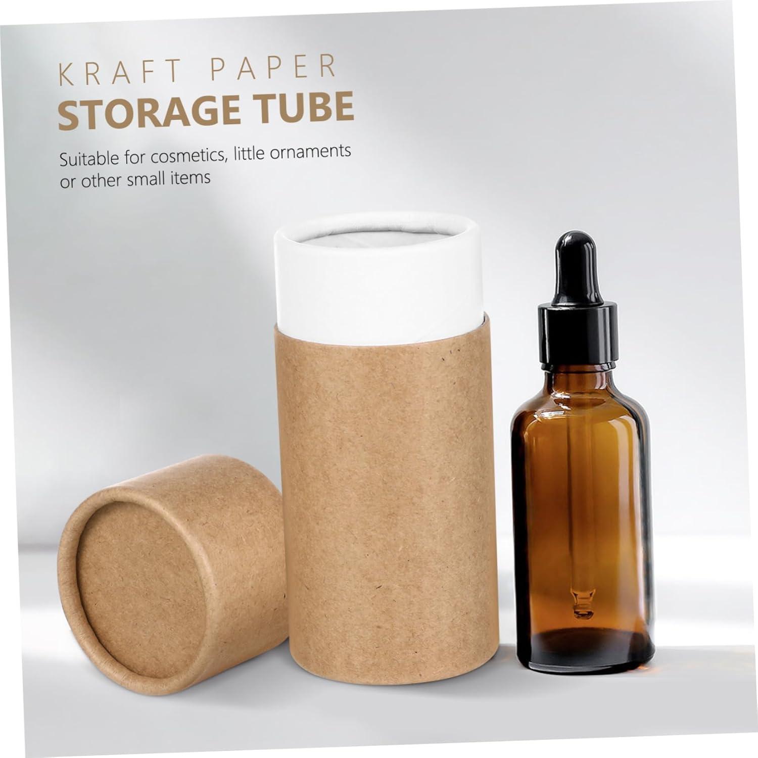 10Pcs Essential Oil Bottle Paper Cylinder Boxes Kraft Brown Storage Containers with Lid for 50Ml Bottles, Reusable Packaging for Travel and Packing image number 6