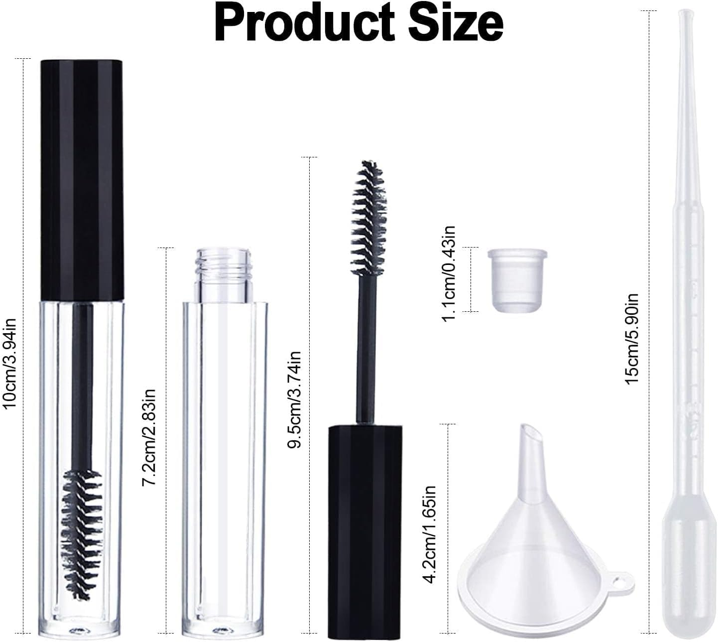 Shuoteng Mascara Tubes with Eyelash Wands, Funnel, Droppers and Inner Stoppers, 5Pcs Eyelash Cream Container Bottle Set, Empty Mascara Tubes with Eyelash Wand image number 5
