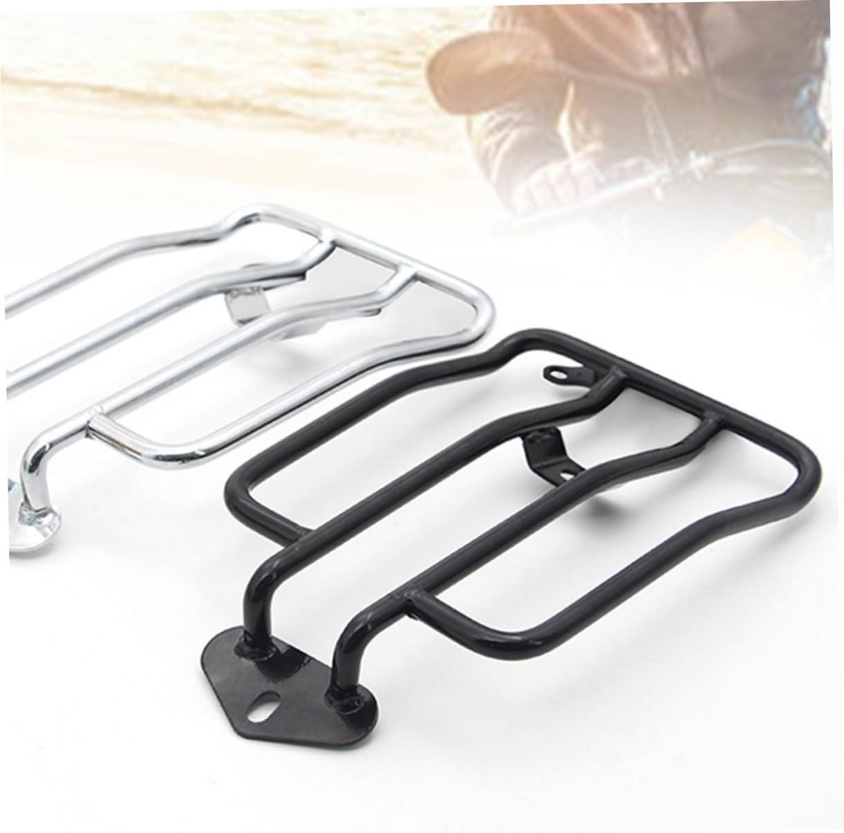 Ibasenice Universal Black Metal Motorcycle Luggage Rack Rear Seat Rear Luggage Bracket Quick Release Motorcycle Accessories for Men Mount image number 2