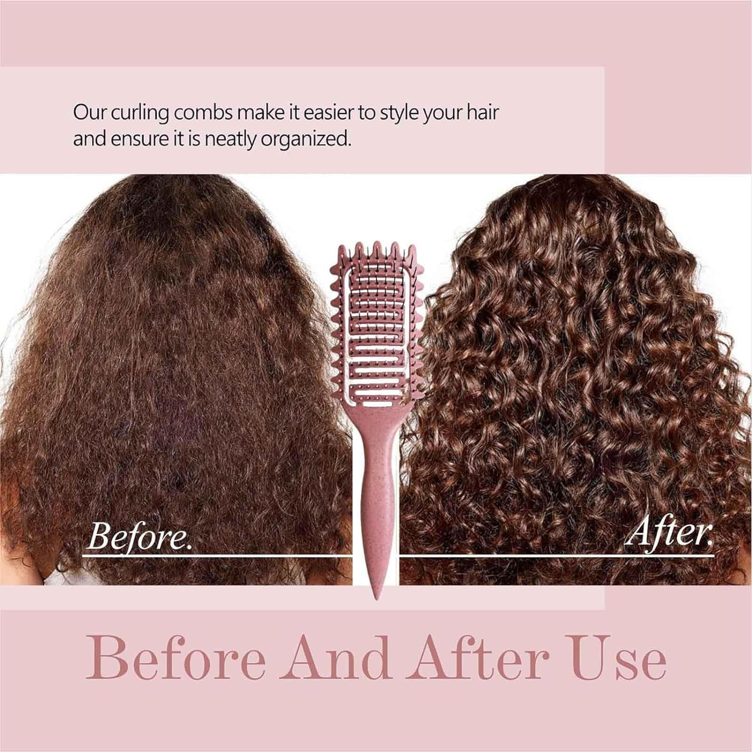 Curl Defining Brush, 2024 New Vented Hair Brush, Curly Hair Brush, Define Styling Brush for Curly Hair, Shaping & Defining Curls for Women (Pink) image number 5
