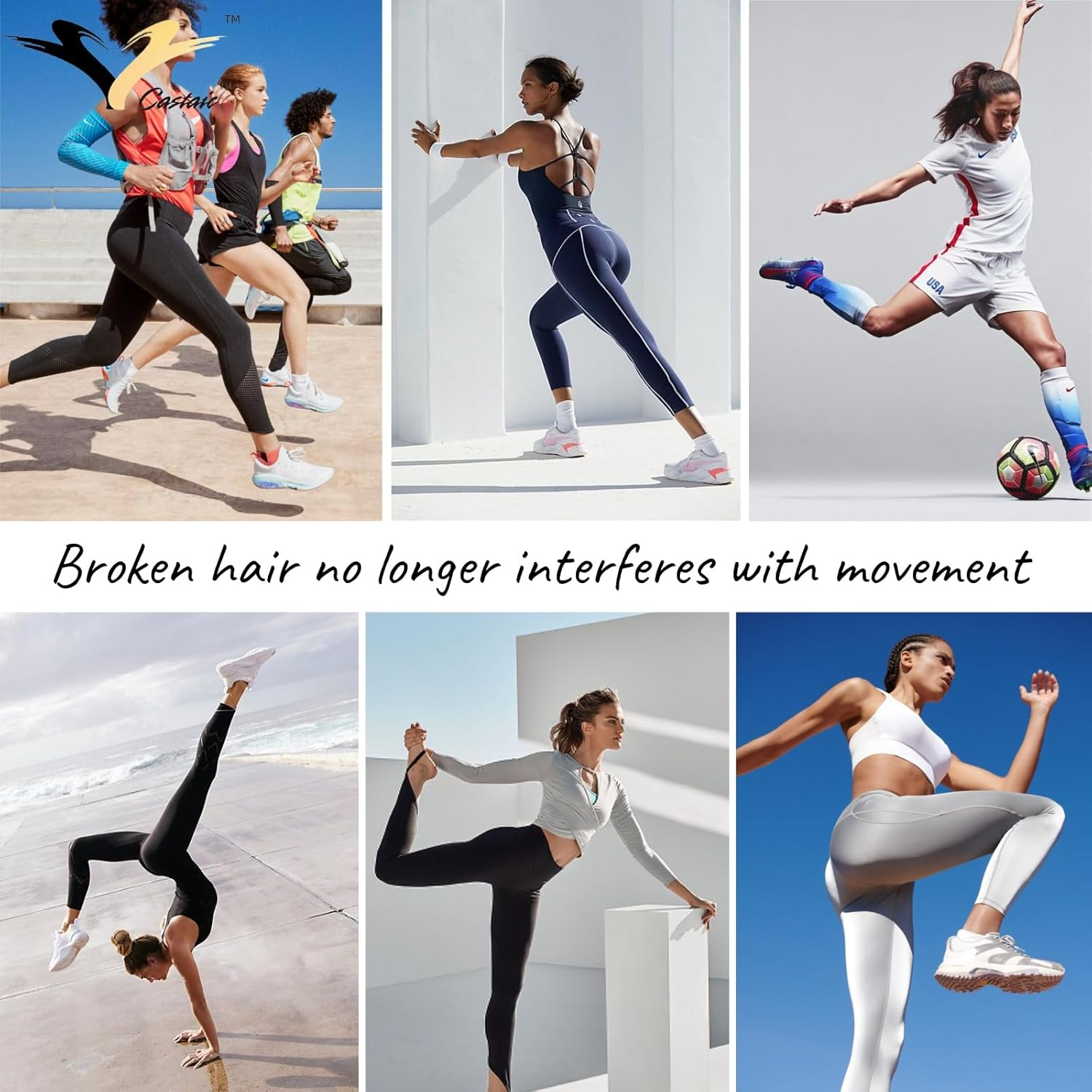 Castaic 3 Packs Thick Non-Slip Elastic Sport Headbands,Yoga Head Band Sweatband Sweat Band for Men and Women image number 5