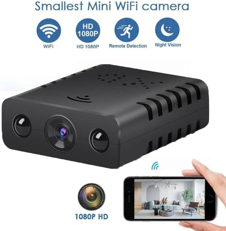 Mini Wifi Camera Wireless Hidden Cameras, HD1080P Night Vision, Nanny Cams Wireless with Cell Phone App and Sound, Suitable for Outdoor, Indoor, Pet Camera.