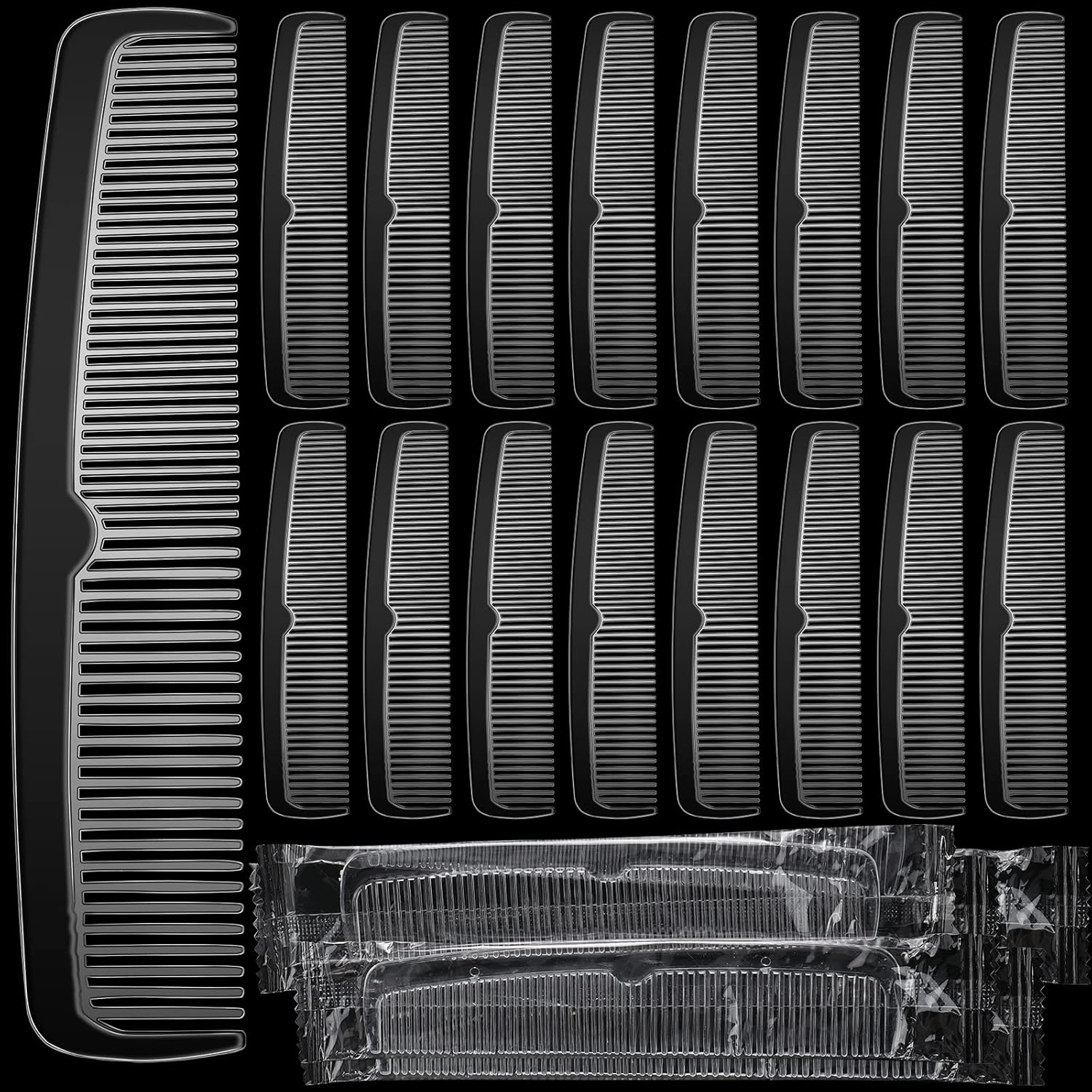 Lallisa 100 Pcs Individually Wrapped Hair Combs Small Disposable Plastic Pocket Fine and Wide Tooth Comb Bulk for Women Men Family Hotel Travel Homeless(Transparent)