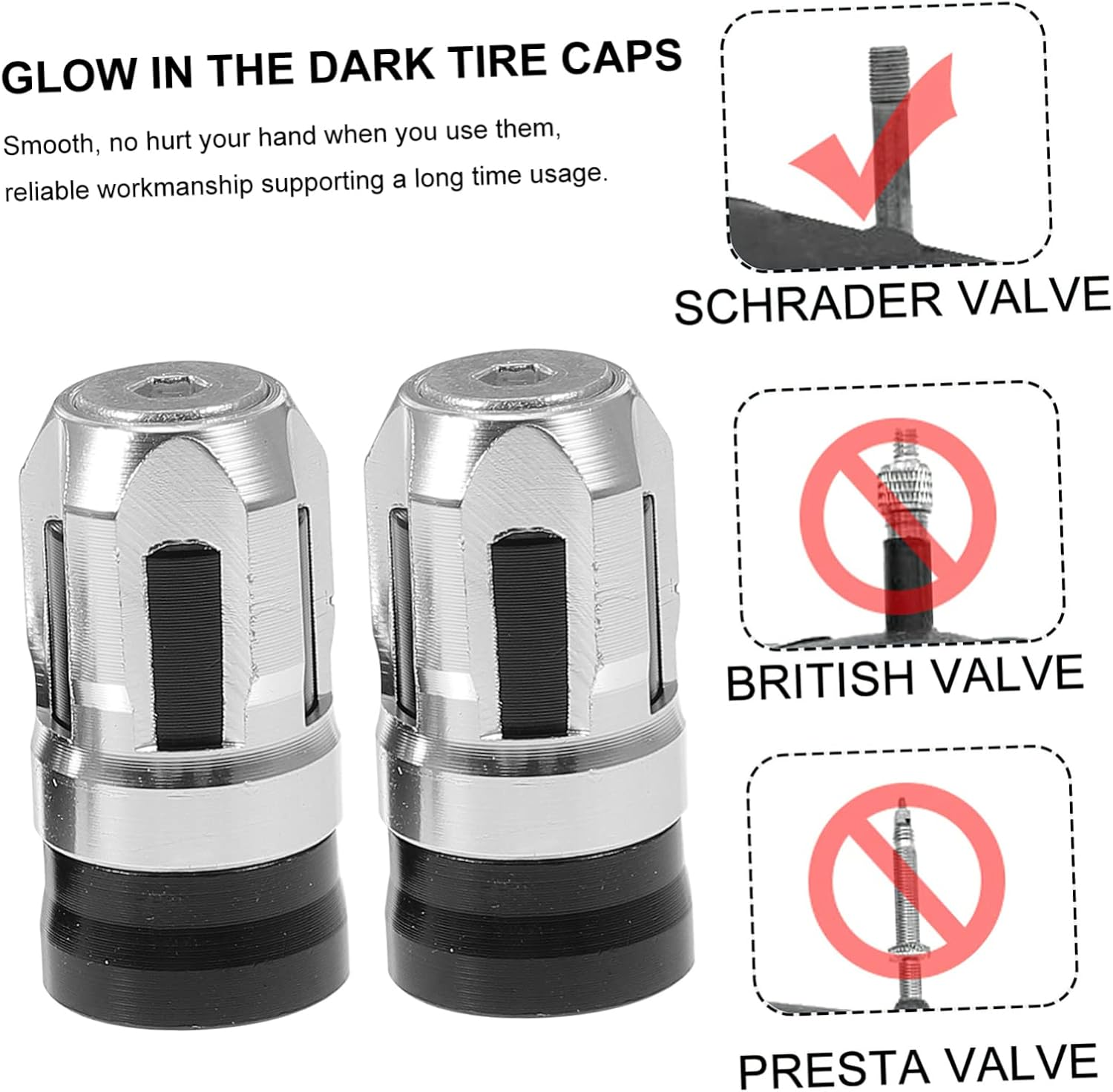 LIFKOME 2Pcs Sturdy Wheel Valves Covers Car Tire Caps Motorbike Tyre Caps Leakproof Air image number 5