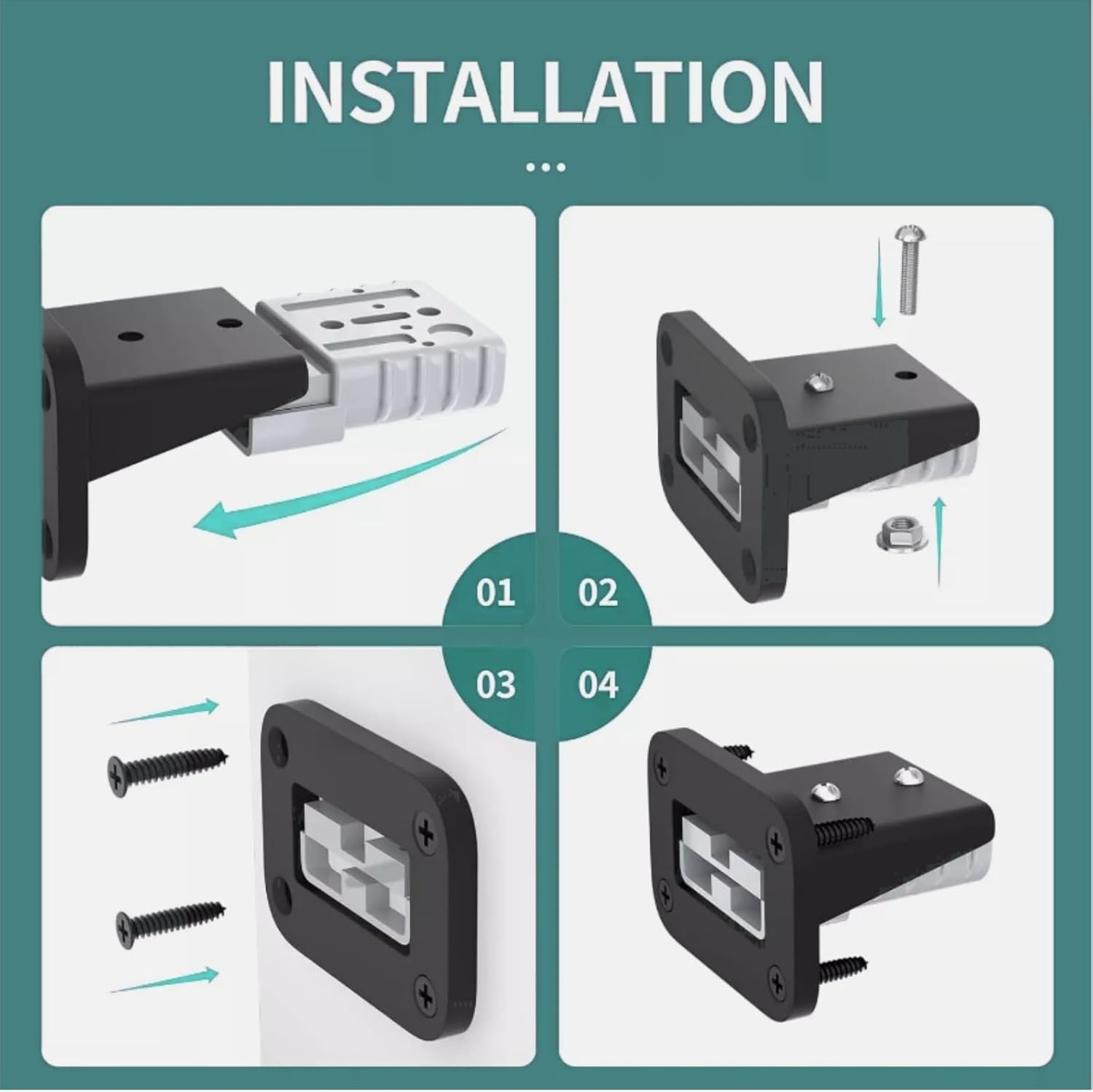 KUGONTC 2Pcs 50Amp Anderson Style Plug, Battery Quick Connect/Disconnect Connector,6 to 12 Gauge Battery Cable Connector, Wire Harness Plug Kit 12 to 36V for Car Winch Trailer image number 3