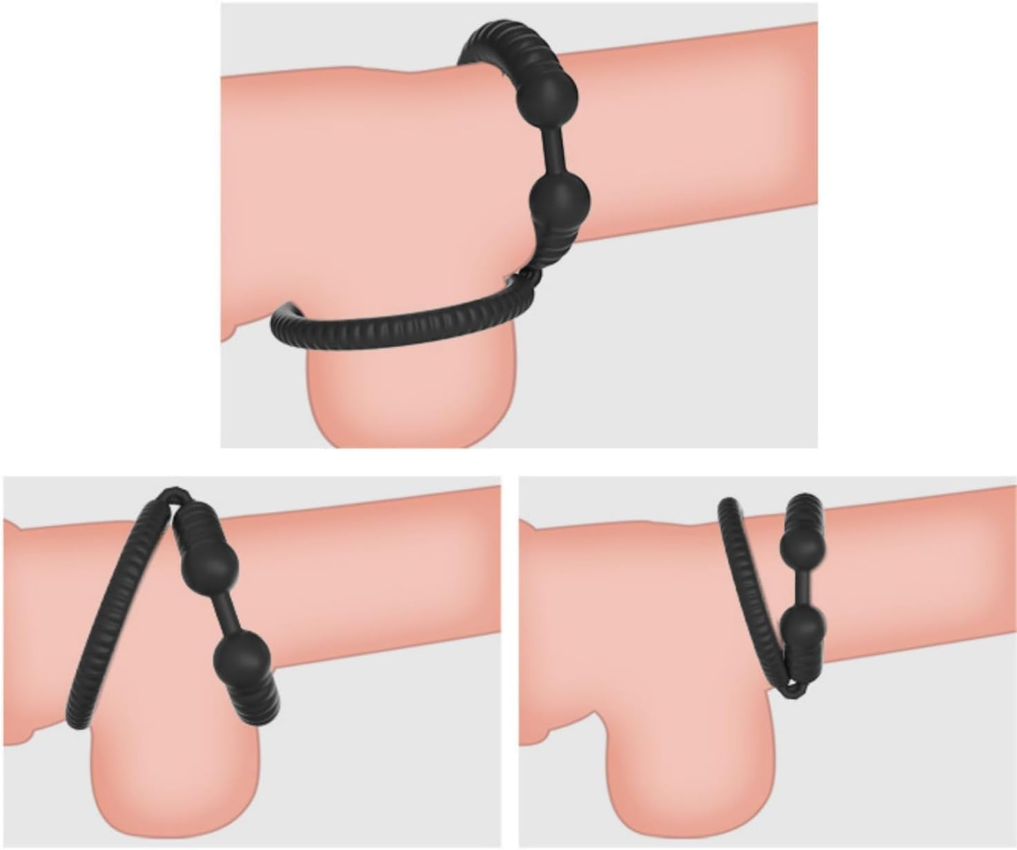 Penis Rings Extender Enlarger Sheath Male Enhancer Ball Stretcher Sleeve Girth Ring for Adult Men Sex Toys (Black) image number 4