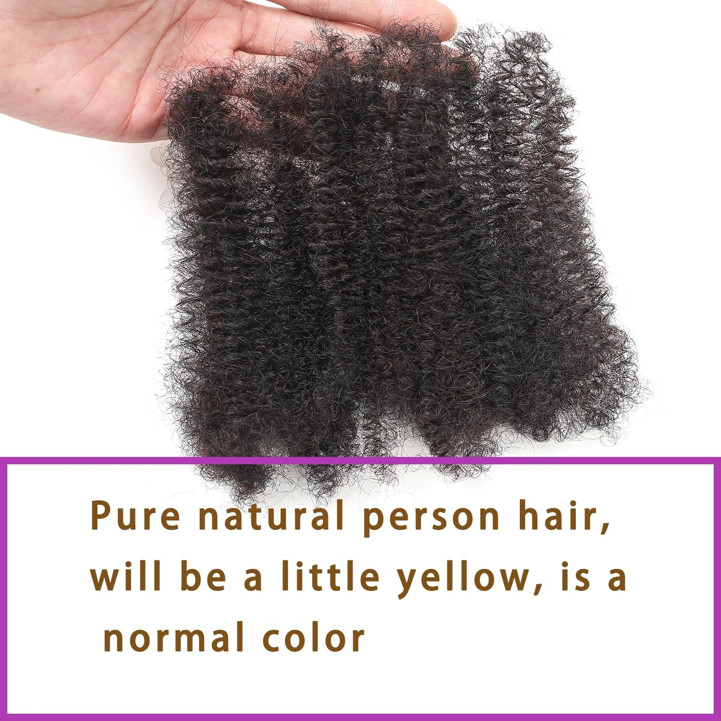 Afro Kinkys Bulk Human Hair 16 Inch 30G/Bundle Natural Black 16 Inch Afro Kinky Bulk 100% Human Hair Can Be Bleached and Dyed image number 2