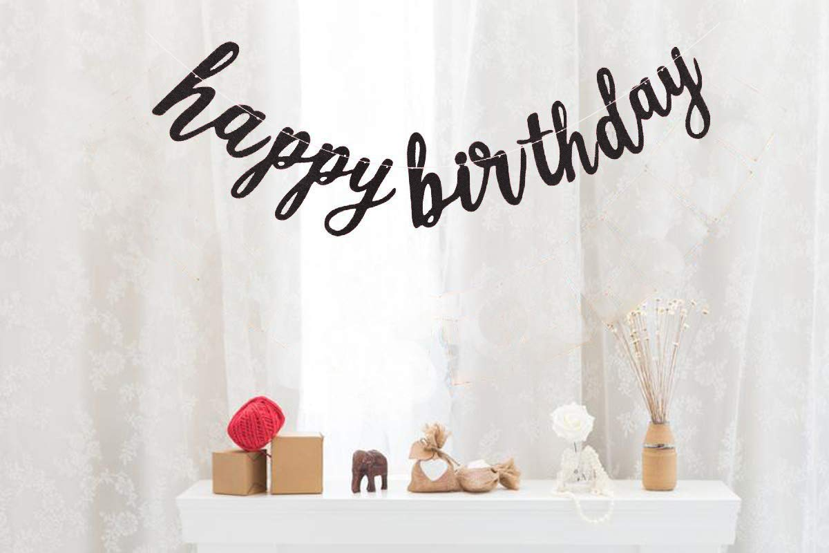 FECEDY Black Happy Birthday Alphabet Banner for Birthday Party Decorations image number 1