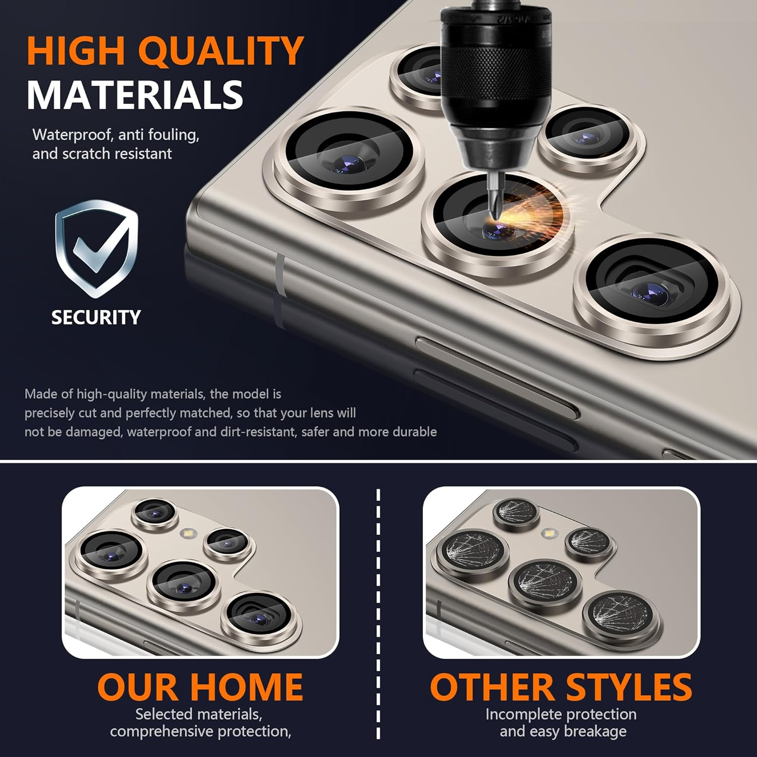 Diruite Camera Lens Protector for Samsung Galaxy S25 Ultra Camera Protector HD anti Scratch Tempered Glass&Aluminum Frame Lens Cover,Integrated Grey image number 2