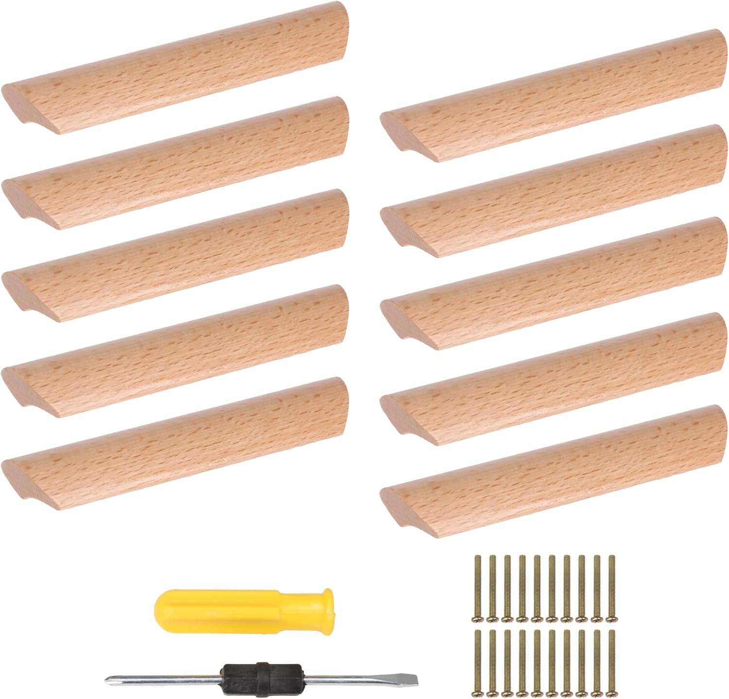 BQLZR 96Mm Pitch Wooden Cabinet Handle Pull Cupboard Closet Drawer Pull Furniture Handle for Cabinets Drawers Pack of 10 image number 4