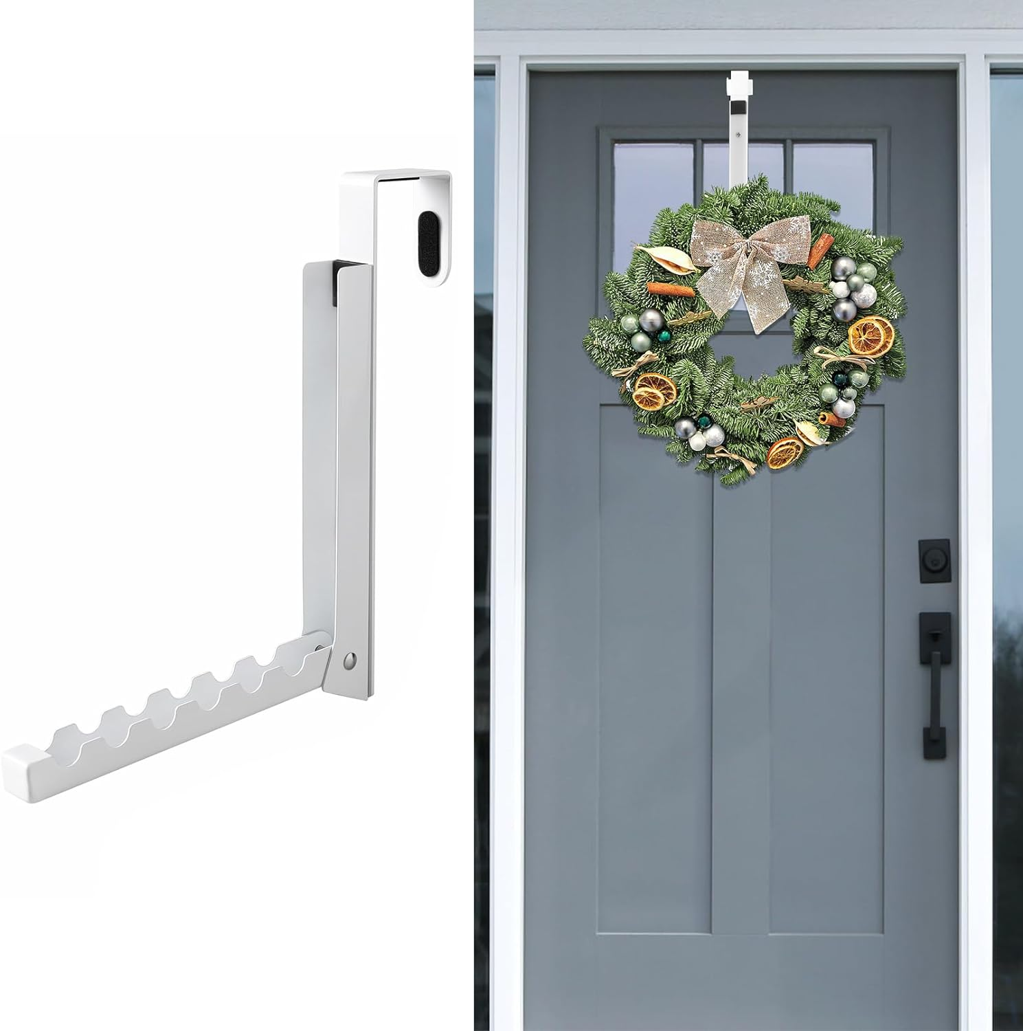 Over the Door Hooks Hanger,Foldable over Door Drying Laundry Rack Hooks for Hanging Clothes with 6 Groves over Door Towel Racks for Clothes,Coat, behind Back Bathroom, Bag and Robe 2 PCS (White) image number 6