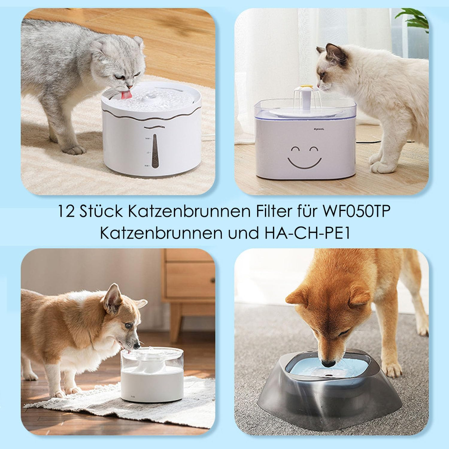 ANBOO Replacement Filter for Drinking Fountain, Pack of 12 Cat Fountain Filters for WF050TP Cat Fountain and &lrm;HA-CH-PE1 Cat Drinking Fountain Replacement Filter with Resin and Activated Carbon For image number 6