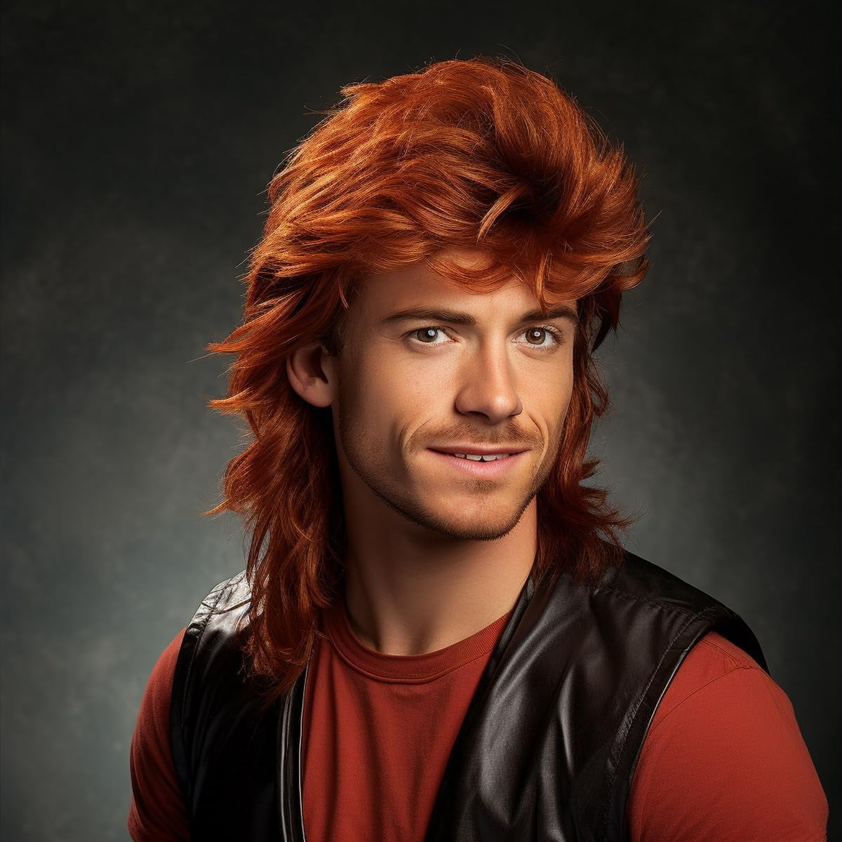 BERRYLION Mullet Wig - Adult Funny Wig for Men - Pop Rock & 70S/80S Style (Ginger) image number 5