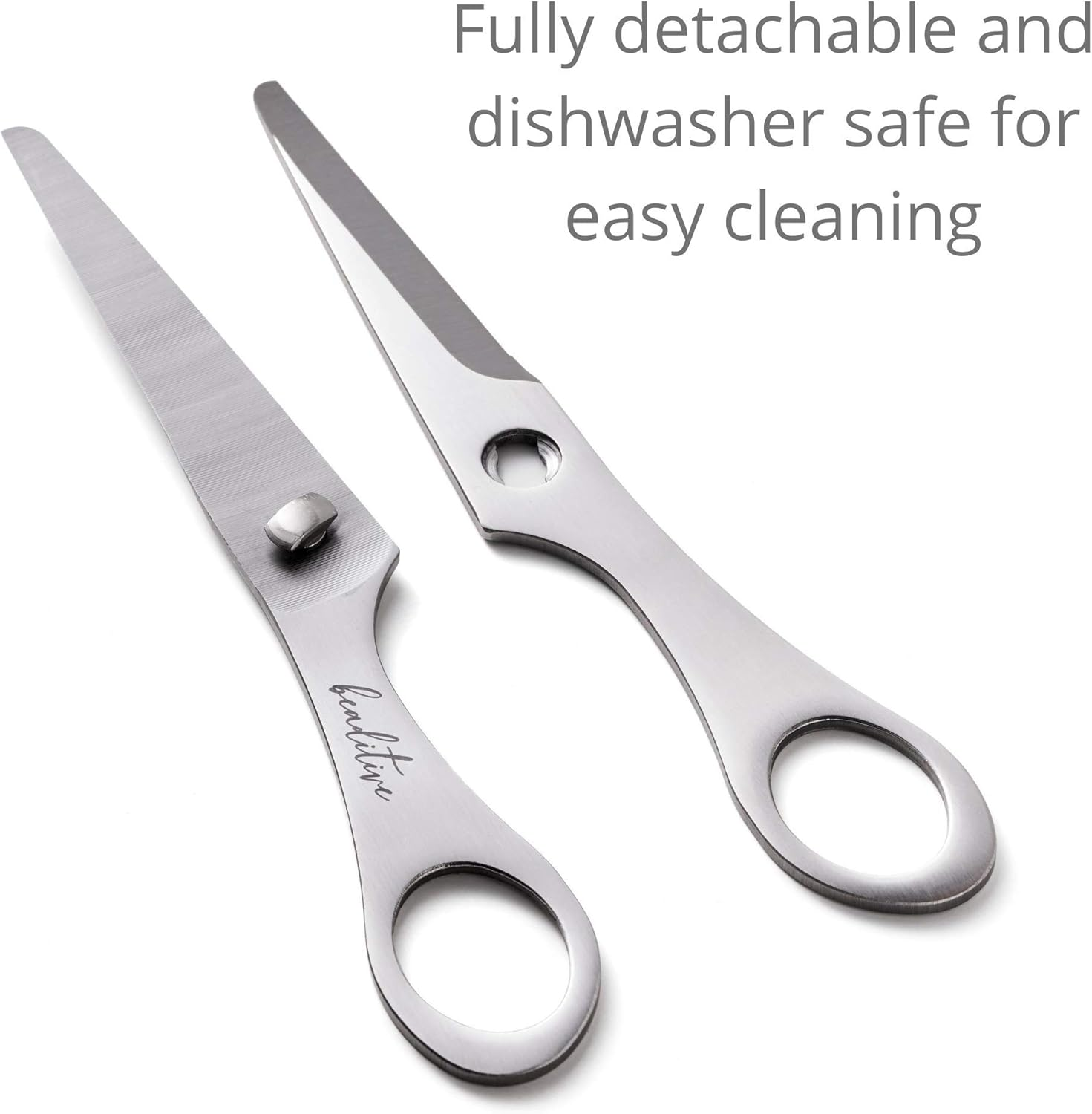 Beaditive Baby Scissors - Stainless Steel Toddler Food Cutter with Serrated Blade and Blunt Tip for Safety - Dishwasher Safe Baby Food Shears for Cutting Tiny Bites with Portable Travel Case