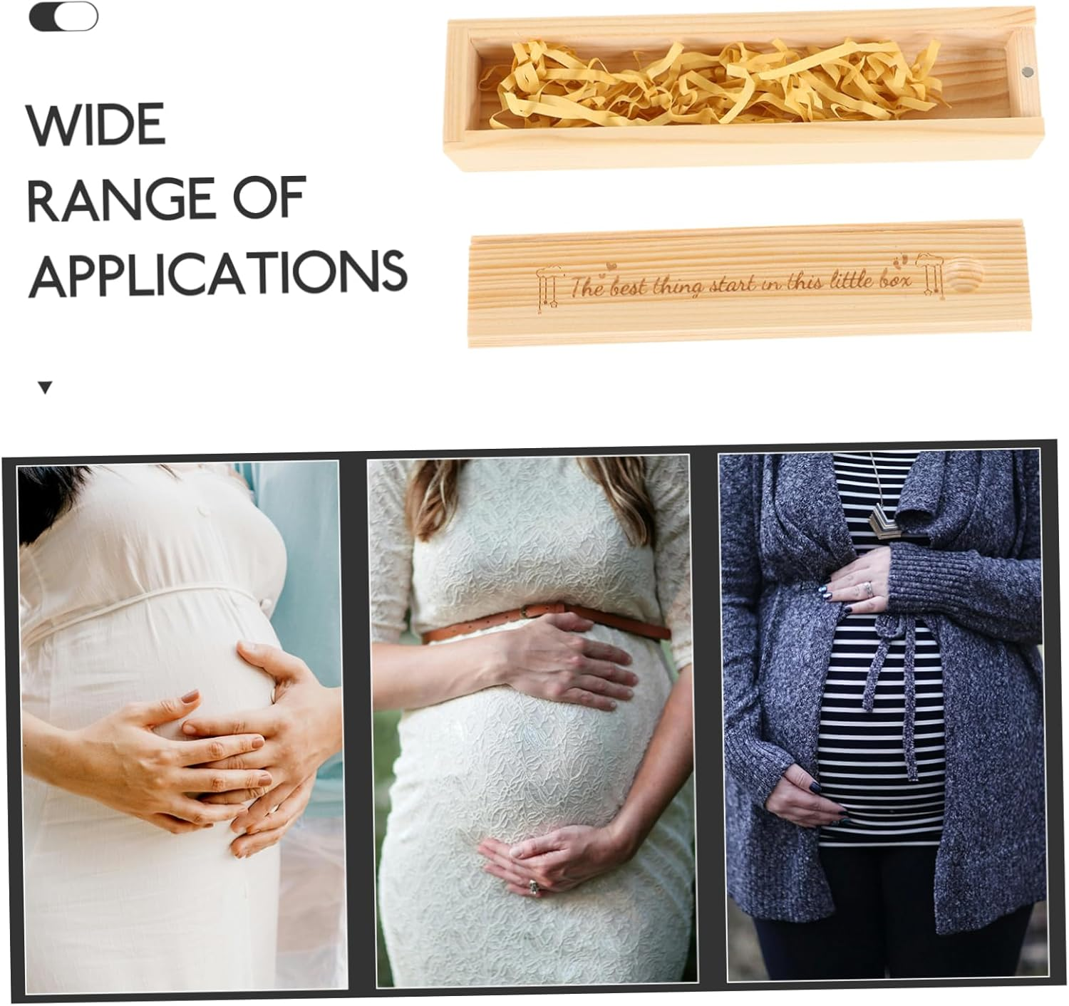 Iplusmile Wooden Pregnancy Test Keepsake Box for Newborn Announcement Lidded Storage Case for Pregnant Women Unique Shower image number 2