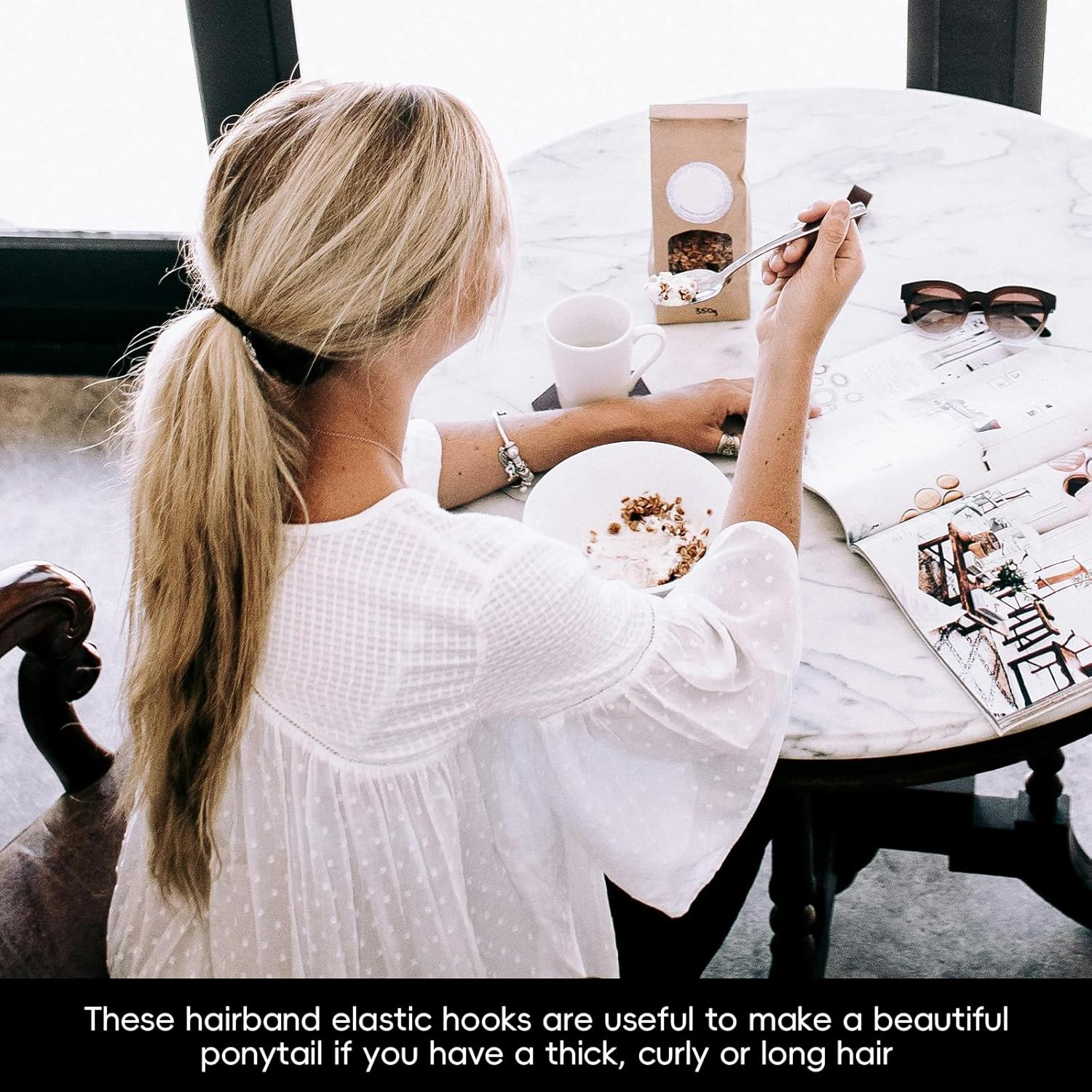 Hzqzaoan Ponytail Hooks Hair Clips Rubber Bands Hair Styling Hair Braid, Pack of 20 - Versatile Hair Ties and Comfortable Elastic Hair Ties for All Types