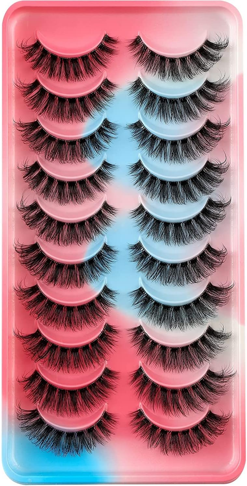 Clear Band Russian Strip Eyelashes C/D Curl Wispy Fluffy Mink Lashes 3D Fluffy Eyelash Manga Lashes Natural Looking False Eyelashes That Look like Individual Clusters Mink Eye Lashes Pack (AG04) image number 5