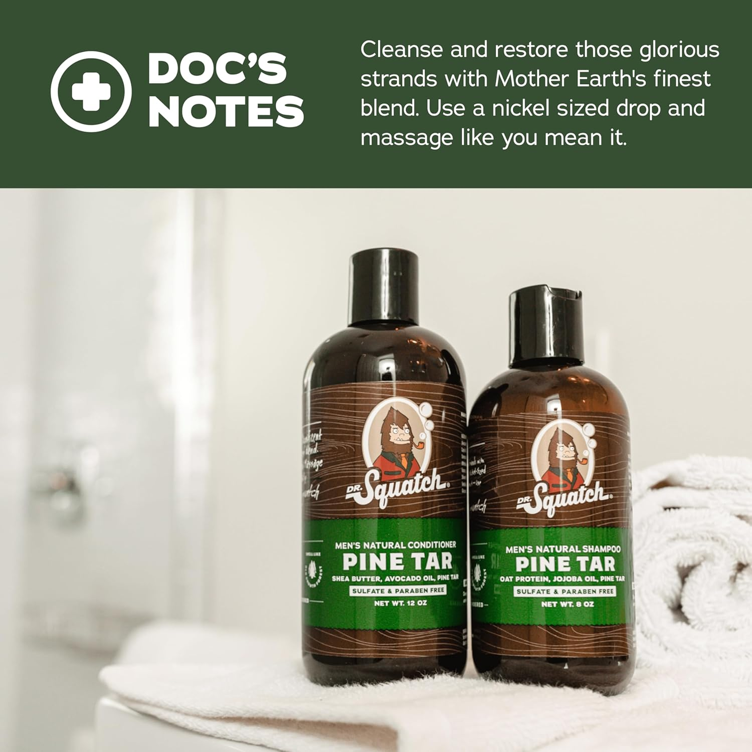 Dr. Squatch Pine Tar Men'S Shampoo + Conditioner Hair Bundle - Keeps Hair Looking Full, Healthy, Hydrated image number 1