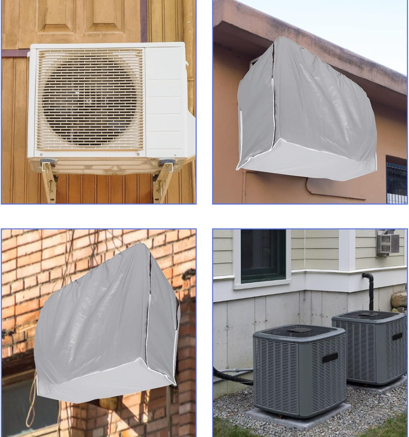 Home Outdoor Air Conditioner Cover Rectangle Anti-Dust Anti-Snow Waterproof 2 Sizes - Silver (94X40X73Cm/37X15.7X28.7Inch) image number 5