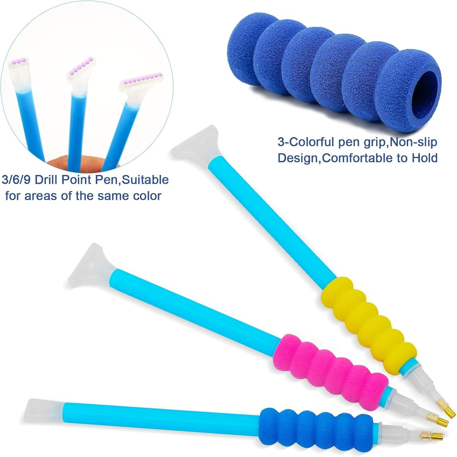 Diamond Painting Storage Containers, 30 Slots Diamond Painting Accessories with Tools for Diamond Art Organizer Craft Jewelry Beads Storage Case - Blue image number 5