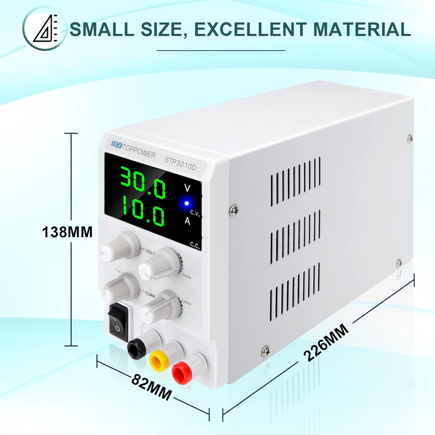 DC Power Supply,30V 10A Variable Bench Lab Power Supply Switching 3-Digital Display Single-Output 220V, with Alligator Leads, AU Power Cord,Repairing Phones, Electronics,Diy,Test